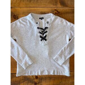 Womens Rails Gray Cotton Blend Lace‎ Up Detail Pullover Sweatshirt Size Small
